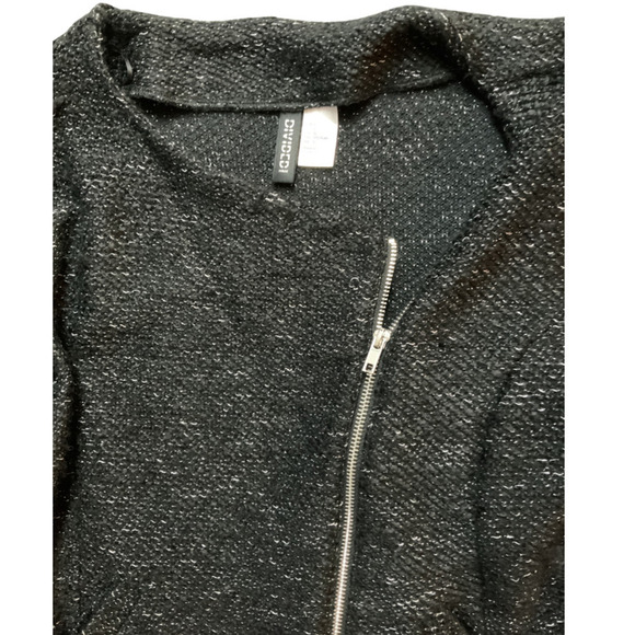 Divided Women's Black Tweed Boho Jacket Blazer L Mid Weight - Picture 2 of 5